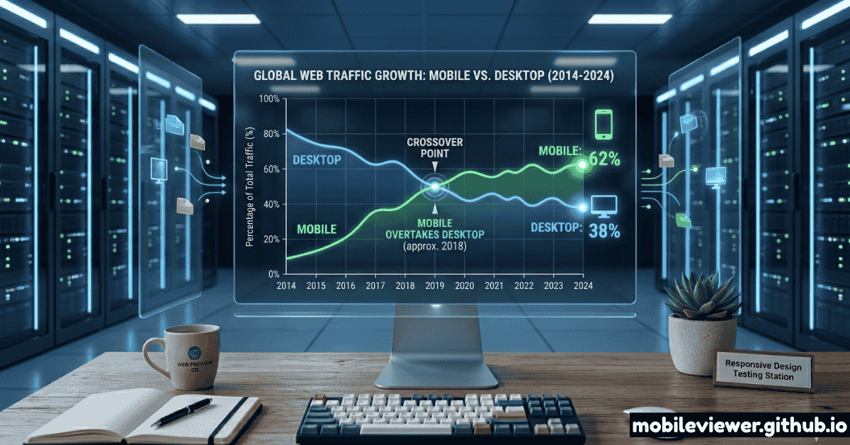 Data visualization showing the growth of mobile web traffic vs desktop over the last decade