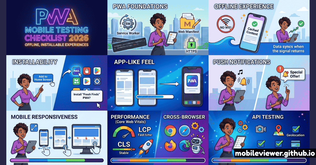 A developer scanning a QR code to launch a PWA on a mobile device for offline and installability testing